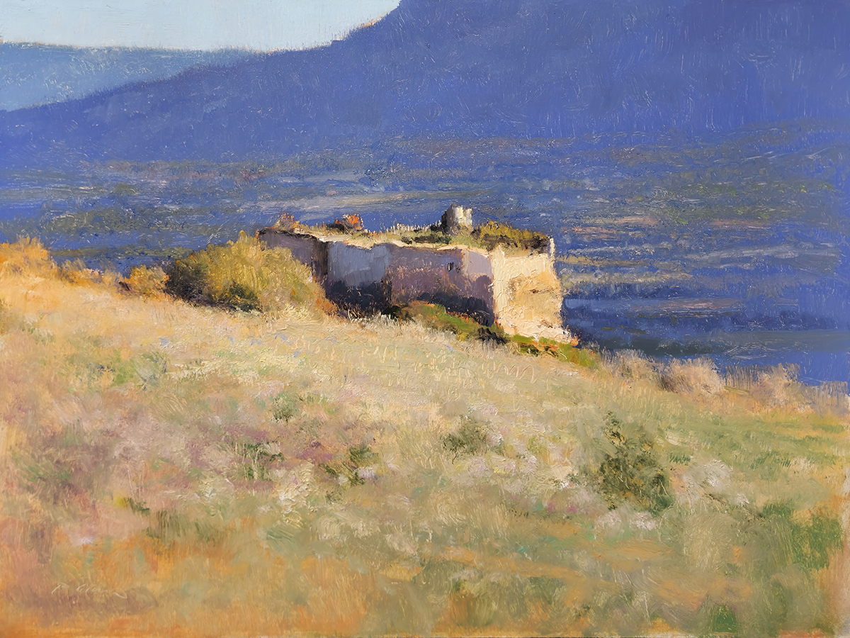 Peinture : Château de Mison (Vue du plateau des Roméyères) Peinture : Château de Mison (Vue du plateau des Roméyères)