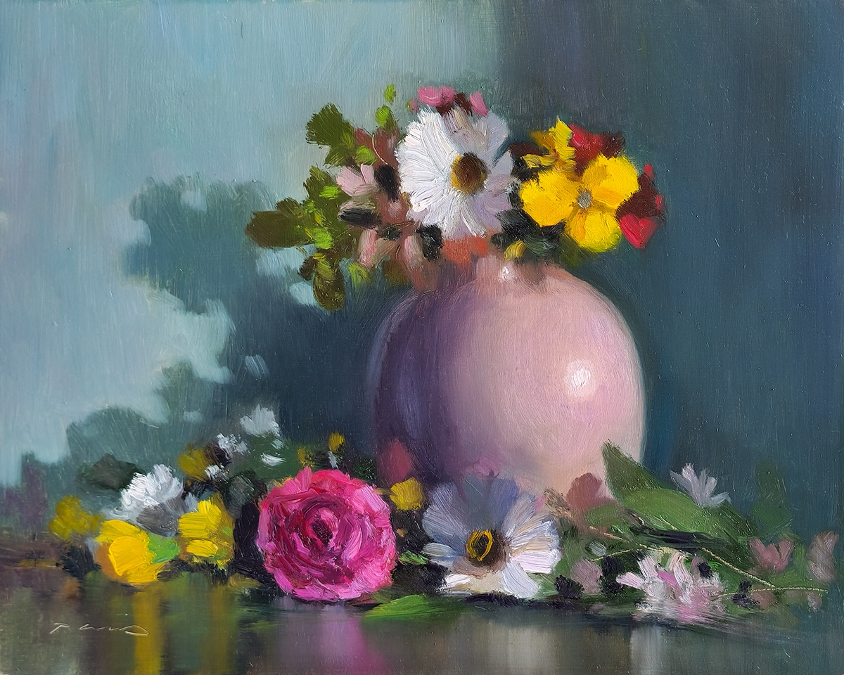 Peinture : Vase Rose 