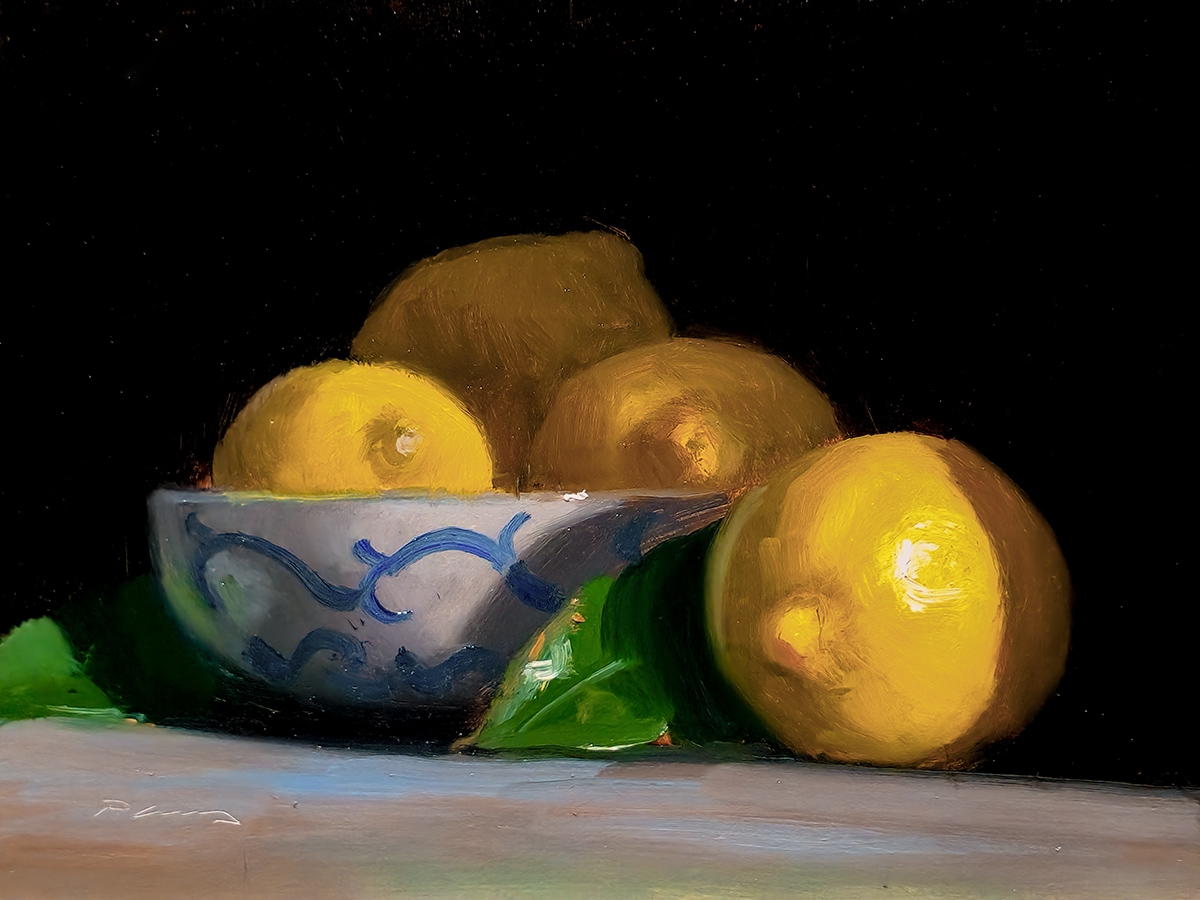 Peinture : Citrons et Bol 