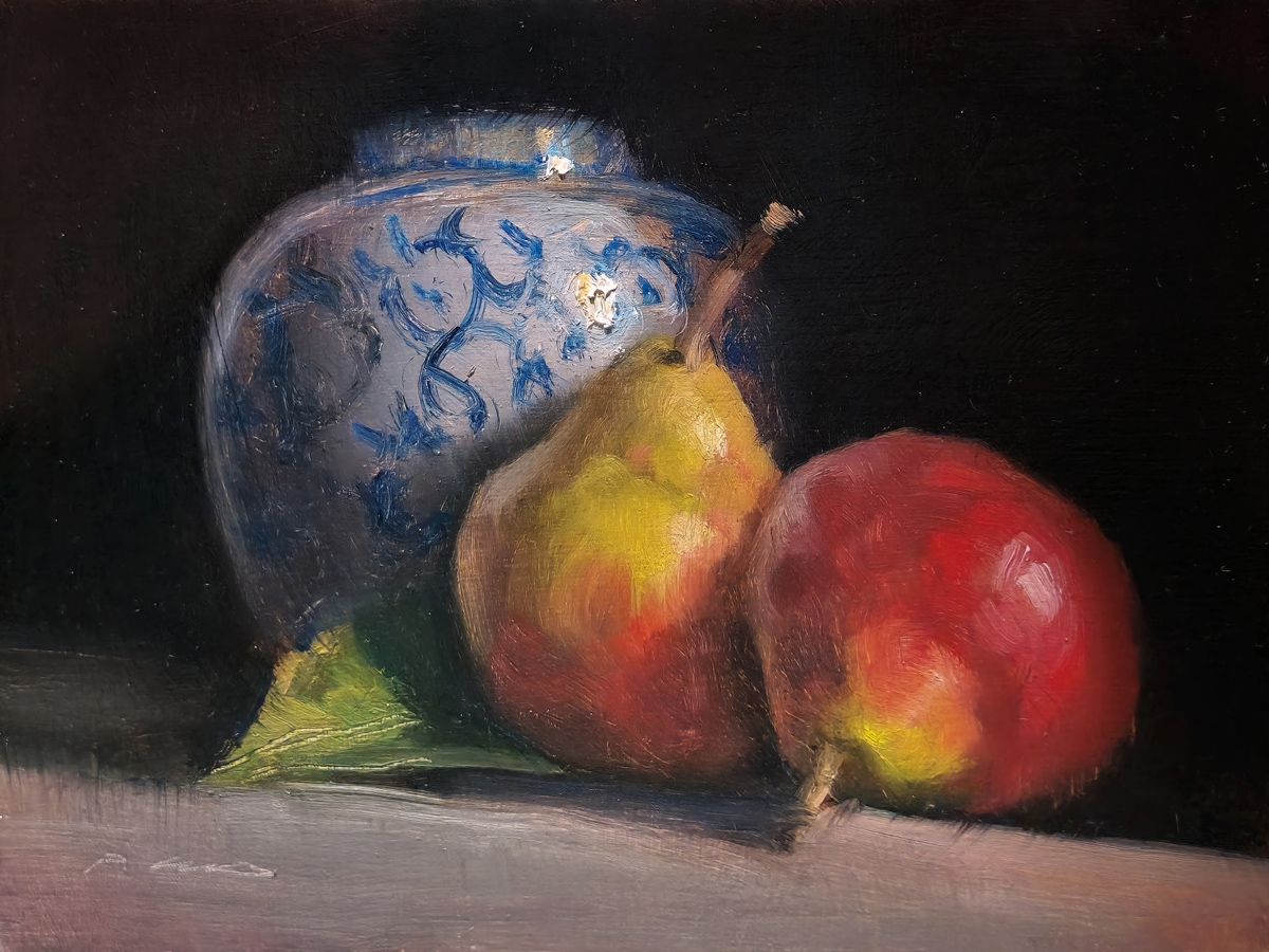 Peinture : Poires et Vase 