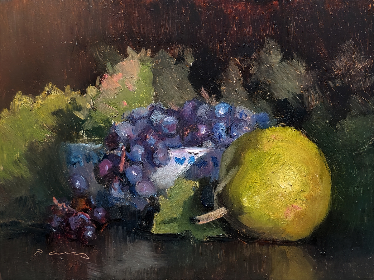 Peinture : Poire et Raisins 