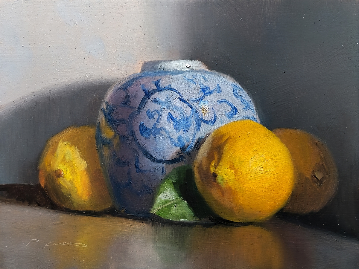 Peinture : Citrons et Porcelaine 