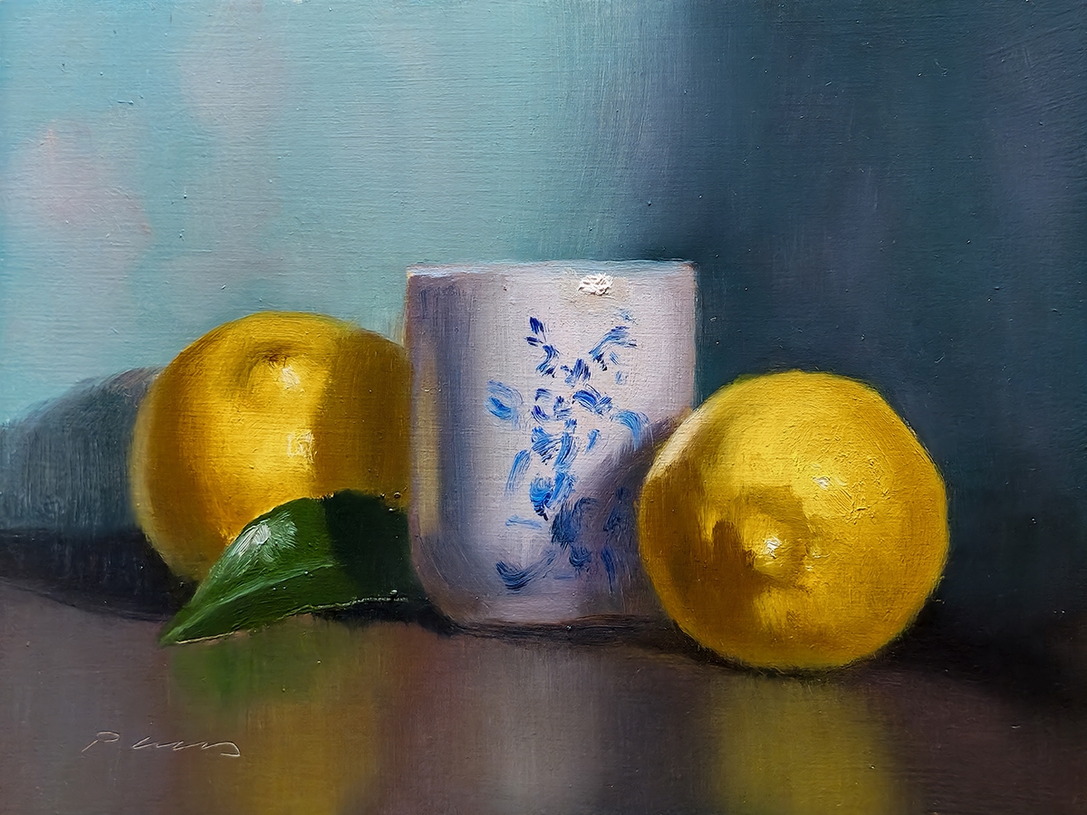 Peinture : Citrons et Tasse 