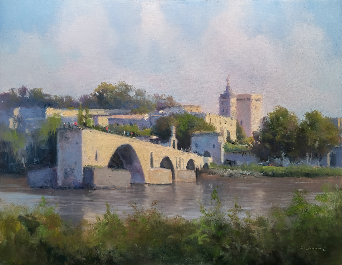 Peinture : Avignon Depuis l'ïle de la Barthelasse