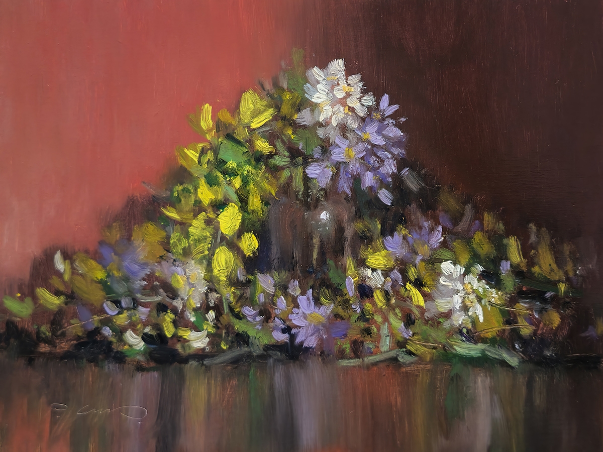 Peinture : Cytises & Violettes 