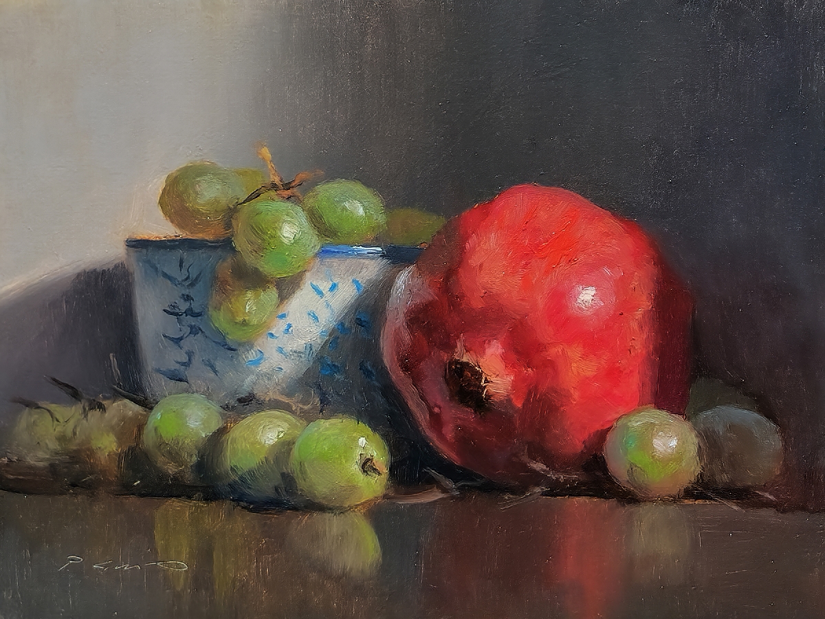 Peinture : Raisins et Grenade 